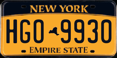 NY license plate HGO9930