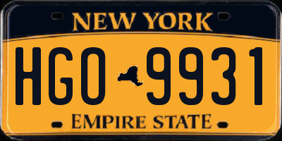 NY license plate HGO9931