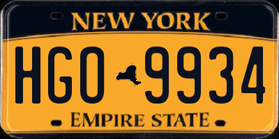 NY license plate HGO9934