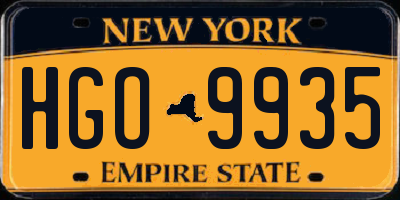 NY license plate HGO9935