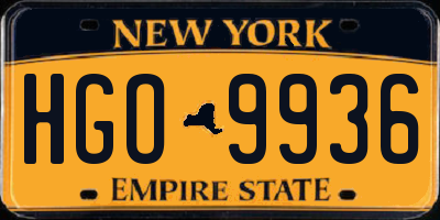 NY license plate HGO9936