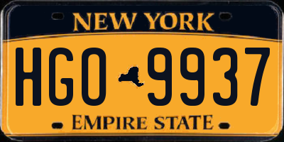 NY license plate HGO9937