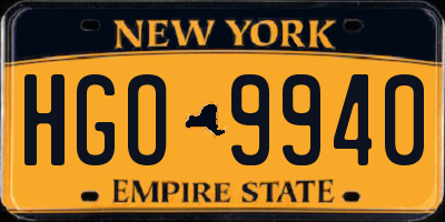 NY license plate HGO9940