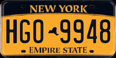 NY license plate HGO9948