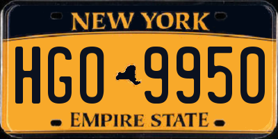 NY license plate HGO9950