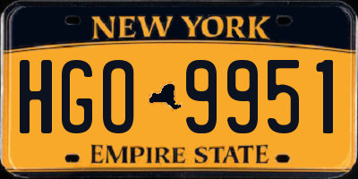 NY license plate HGO9951