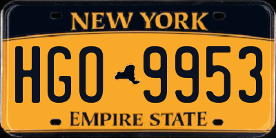 NY license plate HGO9953