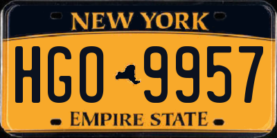 NY license plate HGO9957