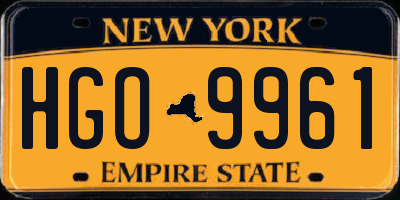 NY license plate HGO9961