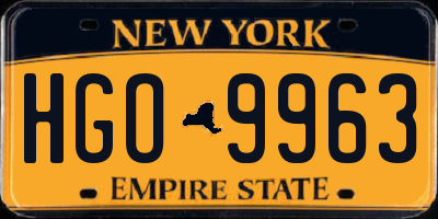 NY license plate HGO9963