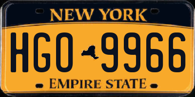 NY license plate HGO9966