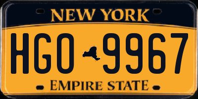 NY license plate HGO9967