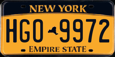 NY license plate HGO9972