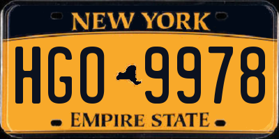 NY license plate HGO9978