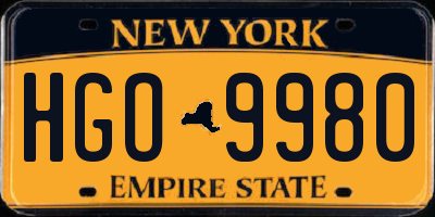 NY license plate HGO9980