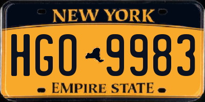 NY license plate HGO9983