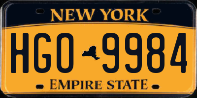 NY license plate HGO9984