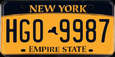 NY license plate HGO9987