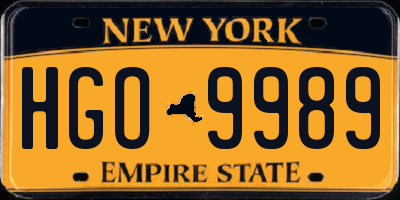 NY license plate HGO9989