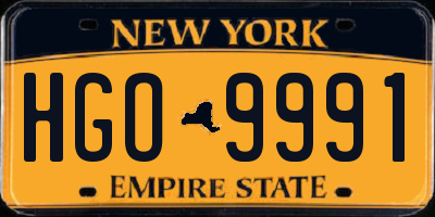 NY license plate HGO9991