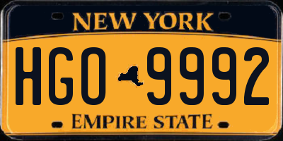 NY license plate HGO9992