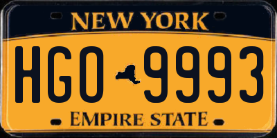 NY license plate HGO9993