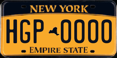 NY license plate HGP0000