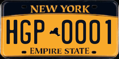 NY license plate HGP0001