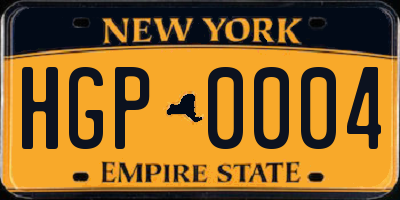 NY license plate HGP0004