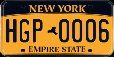 NY license plate HGP0006