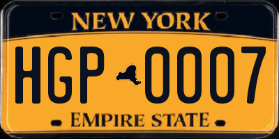 NY license plate HGP0007