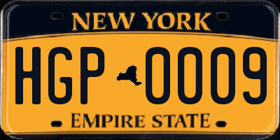 NY license plate HGP0009