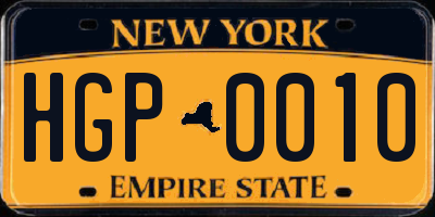 NY license plate HGP0010