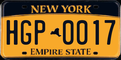 NY license plate HGP0017