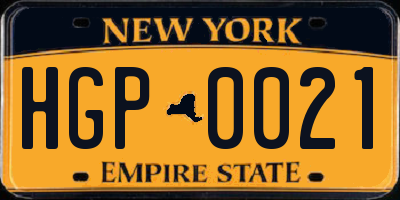 NY license plate HGP0021