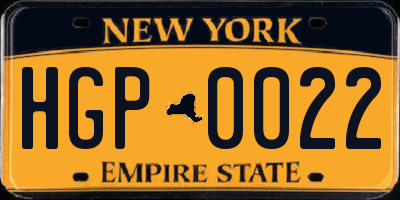 NY license plate HGP0022