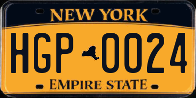 NY license plate HGP0024