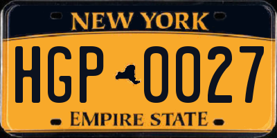 NY license plate HGP0027