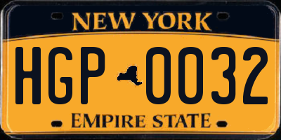 NY license plate HGP0032