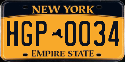 NY license plate HGP0034