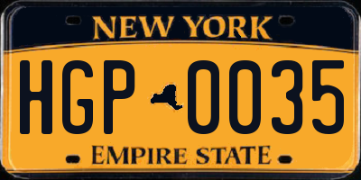 NY license plate HGP0035