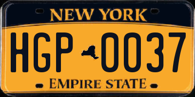 NY license plate HGP0037