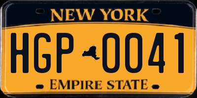 NY license plate HGP0041