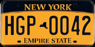 NY license plate HGP0042