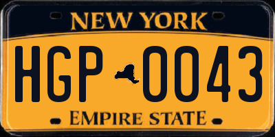 NY license plate HGP0043