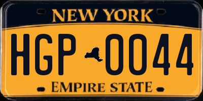 NY license plate HGP0044