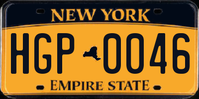 NY license plate HGP0046