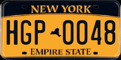 NY license plate HGP0048