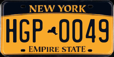 NY license plate HGP0049