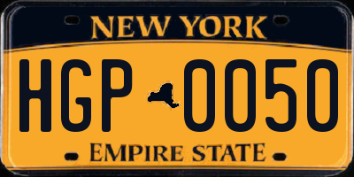 NY license plate HGP0050